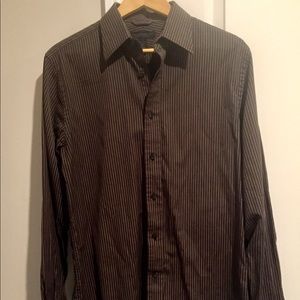 Express chocolate brown 15-151/2 M striped shirt